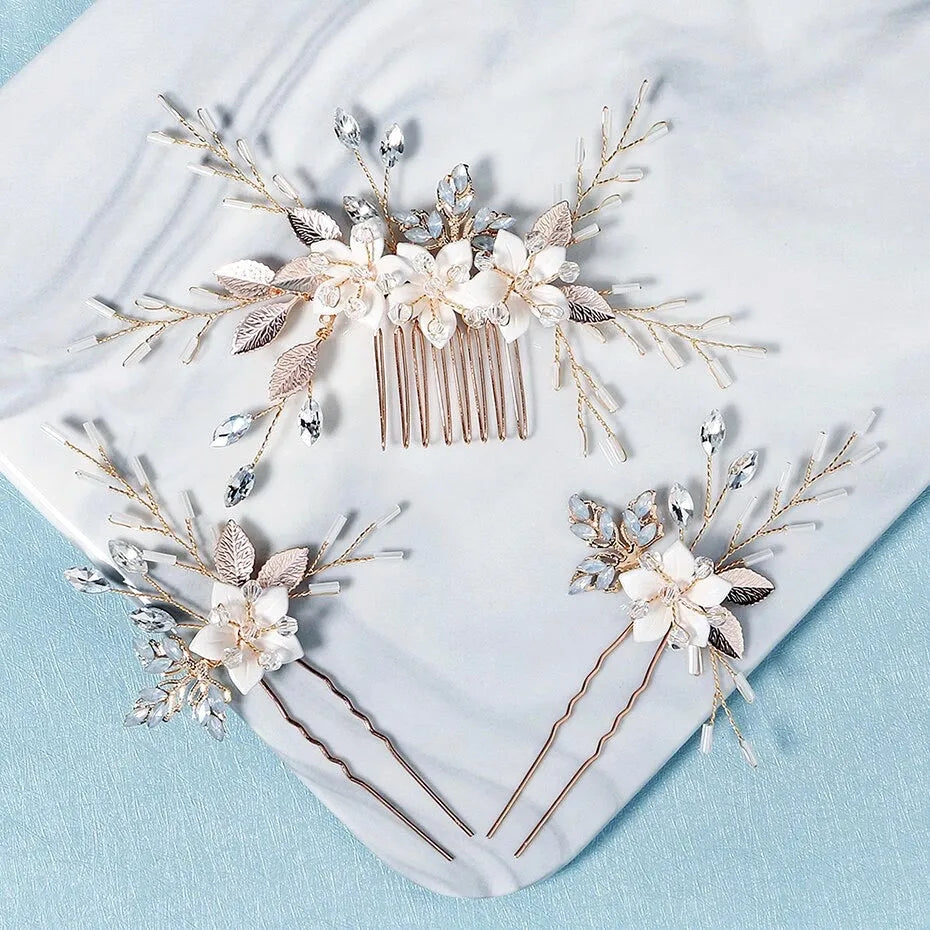 Wedding Hair Accessories - Opal Bridal Hair Comb and Pin Set