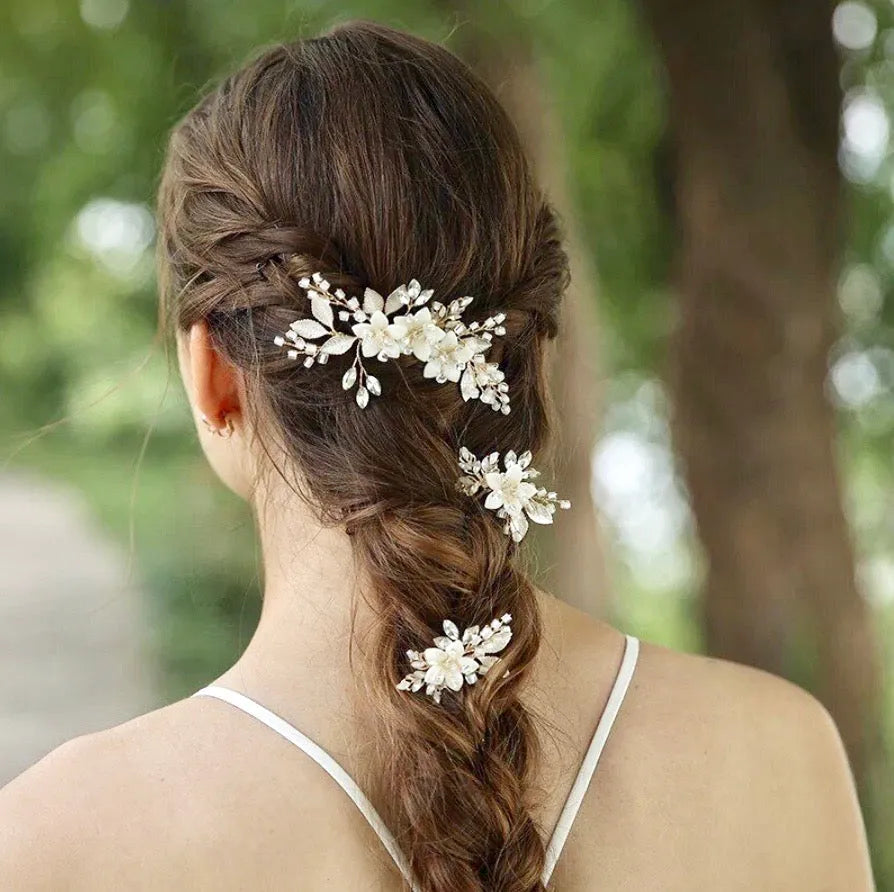 Bridal set white opal hair comb & pins Opal Bridal Hair Comb and Pin Set Bridal Hair Accessories  main image 4
