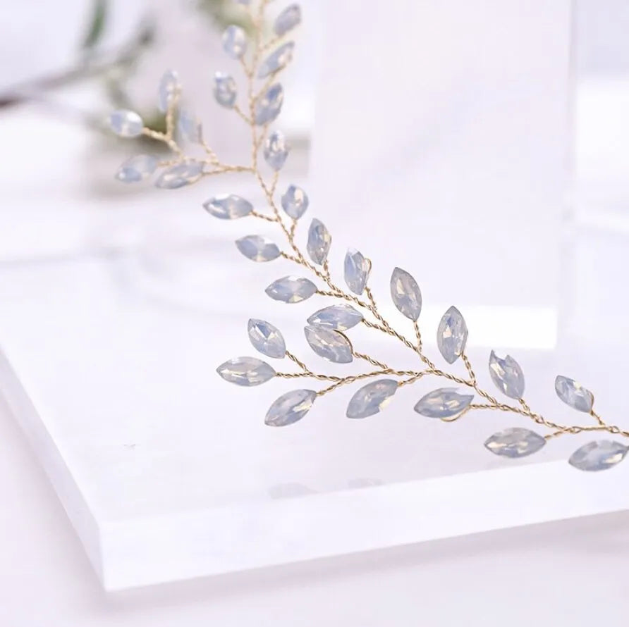 Wedding Hair Accessories - Opal Bridal Headband Vine - Available in Gold and Silver