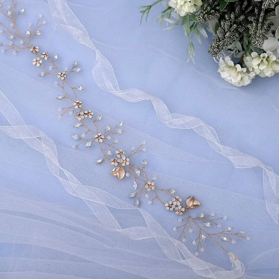 Wedding Hair Accessories - Gold Opal Bridal Headband Vine