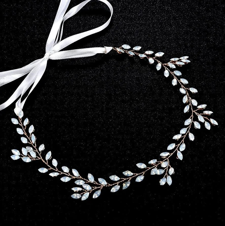 Wedding Hair Accessories - Opal Bridal Headband Vine - Available in Gold and Silver