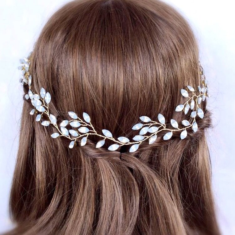 Wedding Hair Accessories - Opal Bridal Headband Vine - Available in Gold and Silver