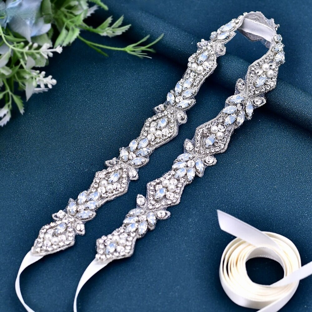 Wedding Accessories - Swarovski Opal and Pearl Bridal Belt/Sash