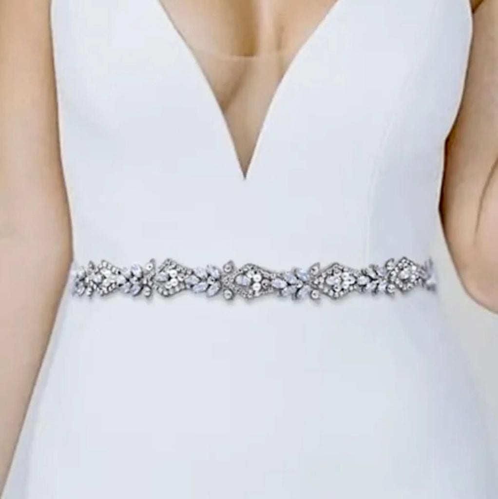 Wedding Accessories - Swarovski Opal and Pearl Bridal Belt/Sash