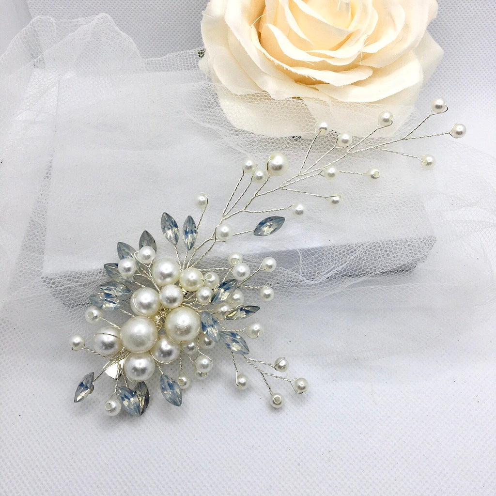 Wedding Hair Accessories -  Opal and Pearl Bridal Hair Clip / Vine