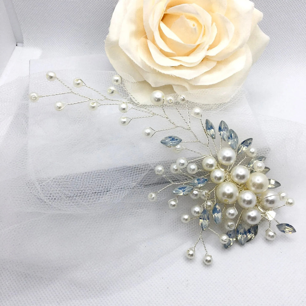 Wedding Hair Accessories -  Opal and Pearl Bridal Hair Clip / Vine