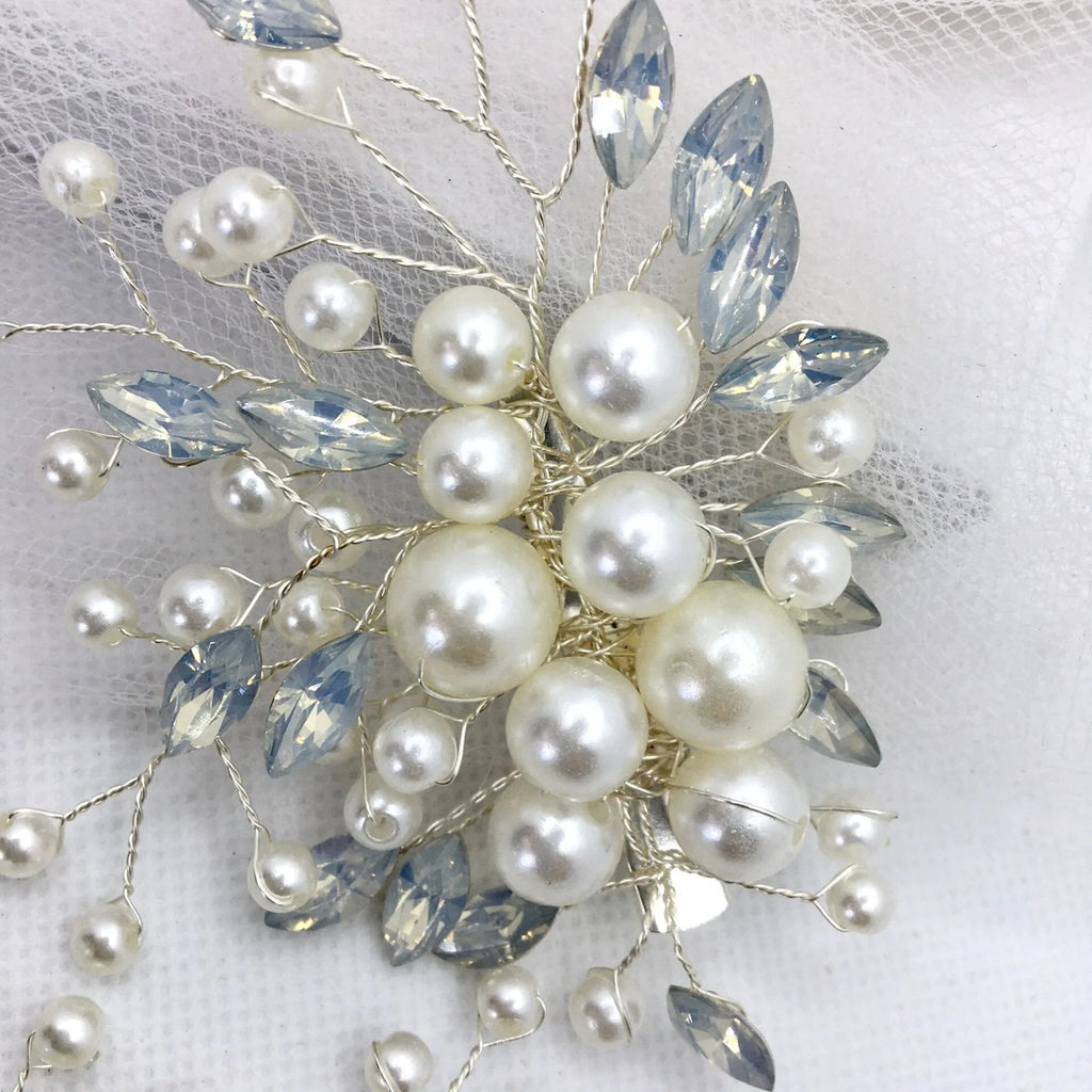 Wedding Hair Accessories -  Opal and Pearl Bridal Hair Clip / Vine