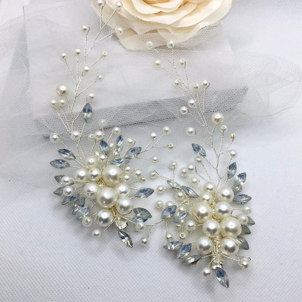 Wedding Hair Accessories -  Opal and Pearl Bridal Hair Clip / Vine