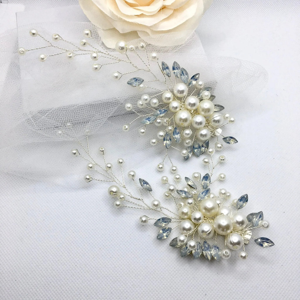 Wedding Hair Accessories -  Opal and Pearl Bridal Hair Clip / Vine