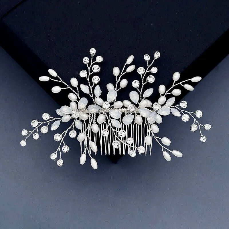 Wedding Hair Accessories -  Opal and Pearl Bridal Hair Comb