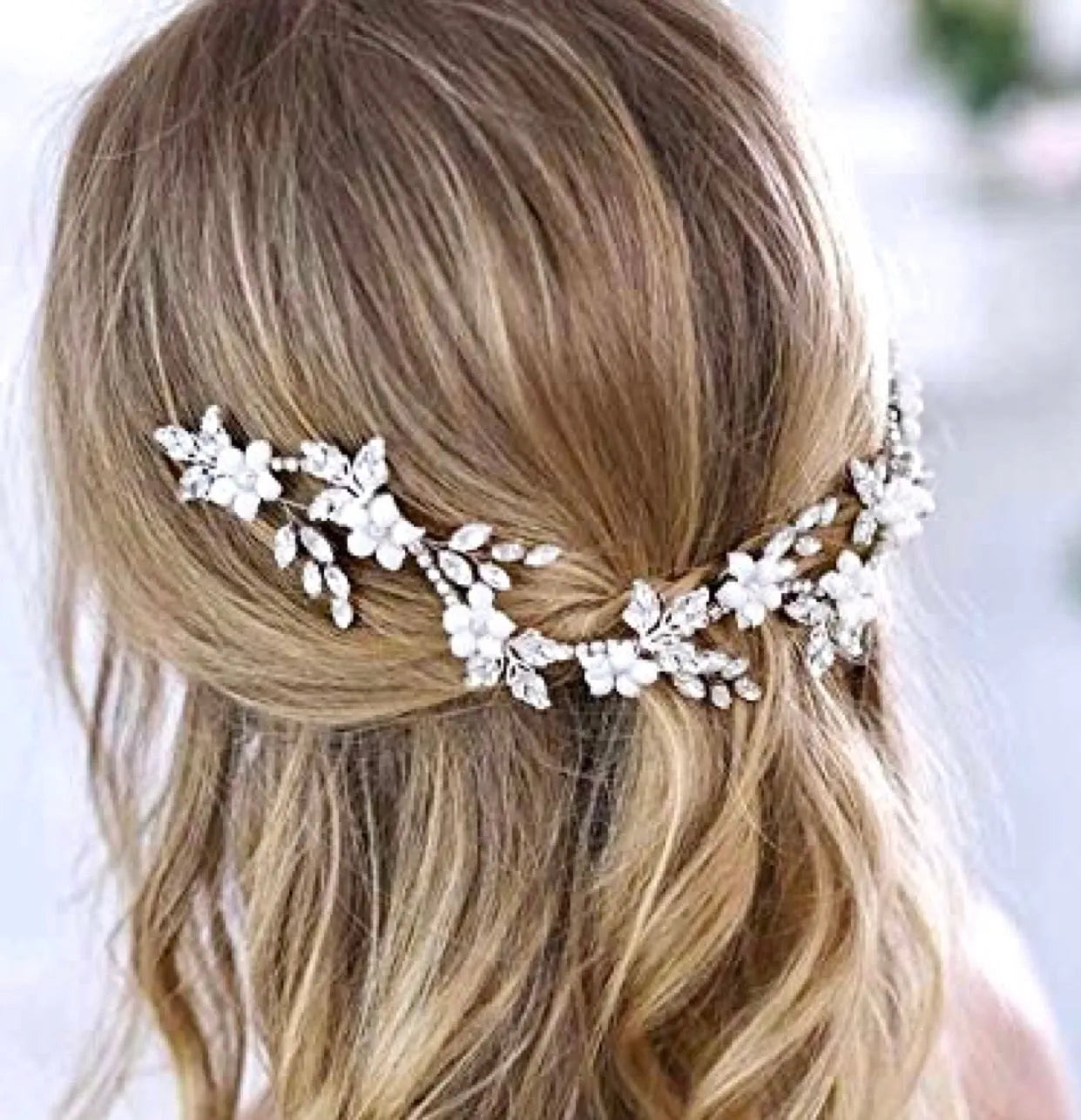 NEW Opal and pearl lush bridal hair vine Opal Hair Vine, Pearl Hair Piece, Rhinestone Hair Accessory  main image 3