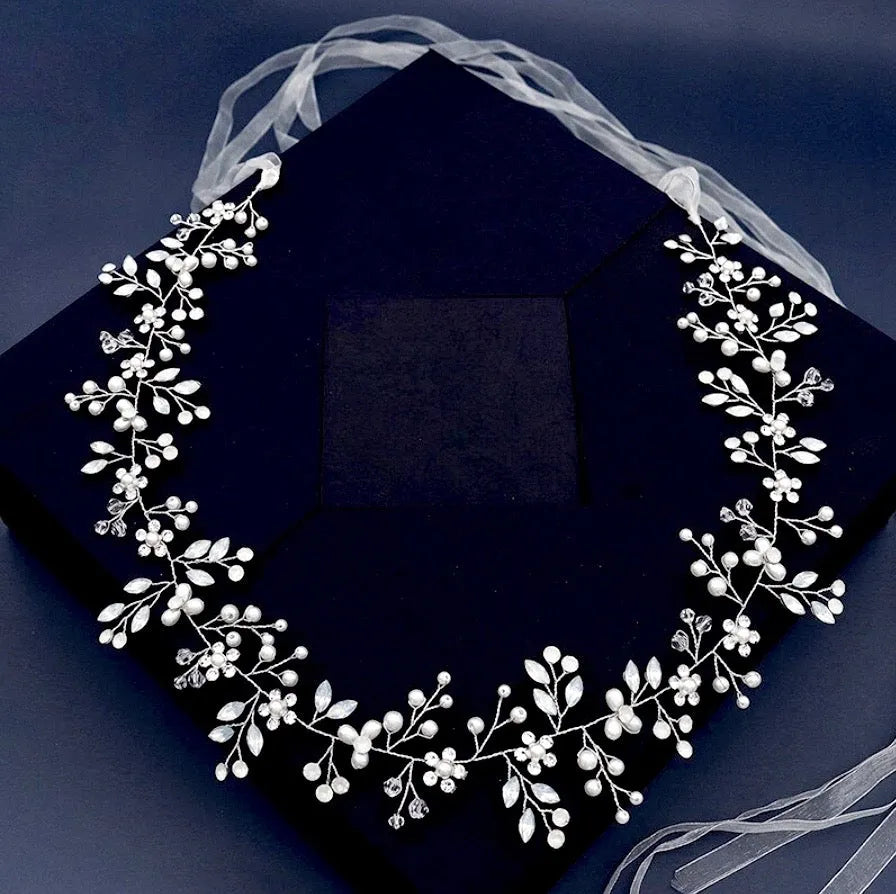 Wedding Accessories - Opal and Pearl Wired Bridal Belt/Sash - Available in Silver and Gold