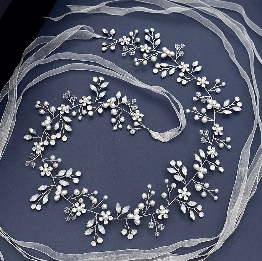 Wedding Accessories - Opal and Pearl Wired Bridal Belt/Sash - Available in Silver and Gold