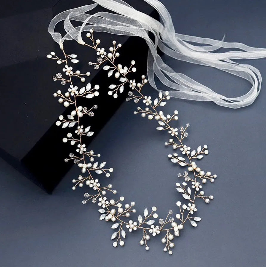 Wedding Accessories - Opal and Pearl Wired Bridal Belt/Sash - Available in Silver and Gold