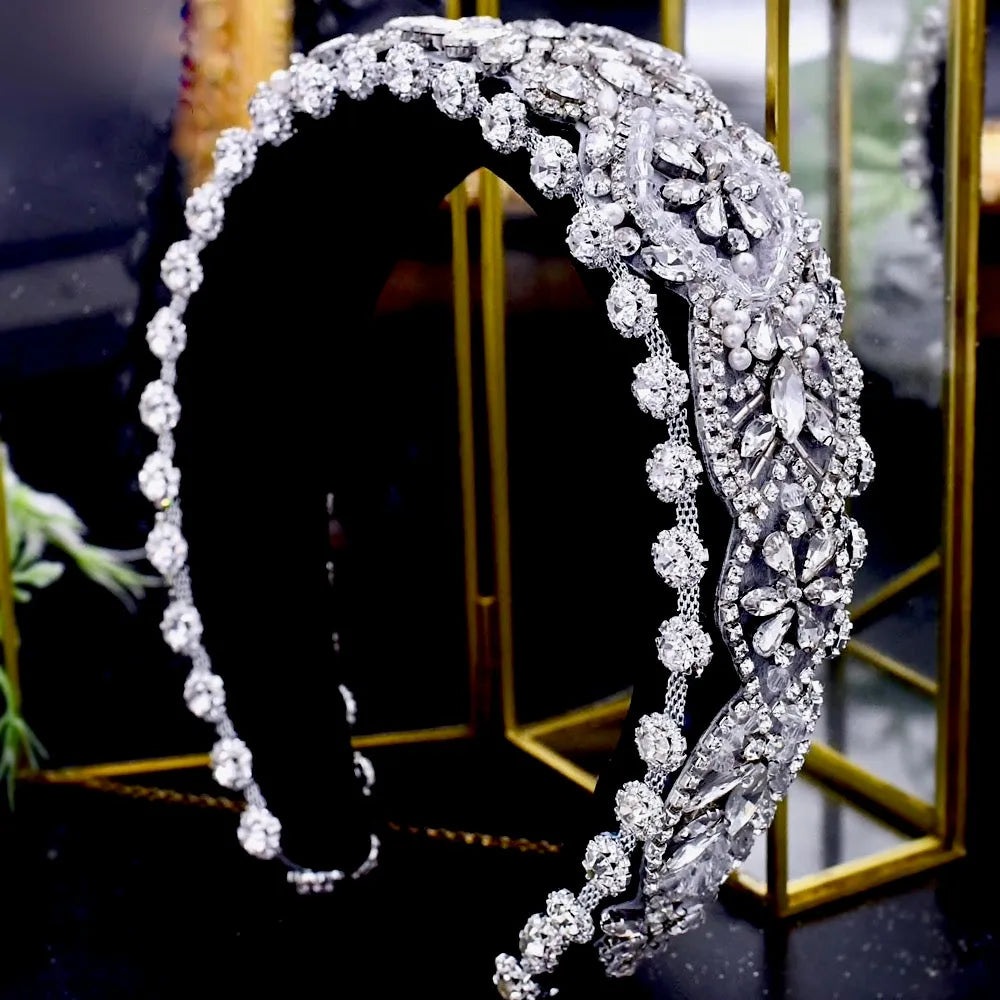 Wedding Hair Accessories - Royal Austrian Crystal and Pearl Bridal Headband / Tiara