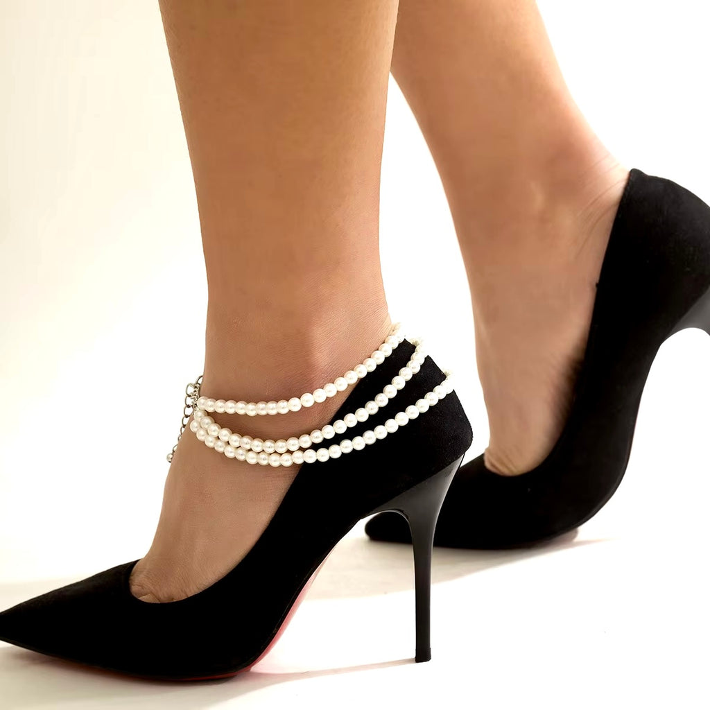 Wedding Accessories - Pearl Bridal Ankle Chains, Anklets, Foot Jewelry