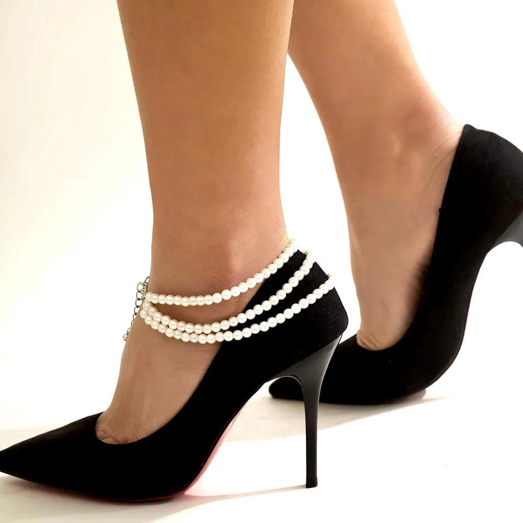 Wedding Accessories - Pearl Bridal Ankle Chains, Anklets, Foot Jewelry