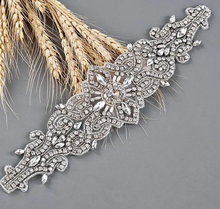 Wedding Accessories - Wedding Silver Crystal and Pearls Belt/Sash