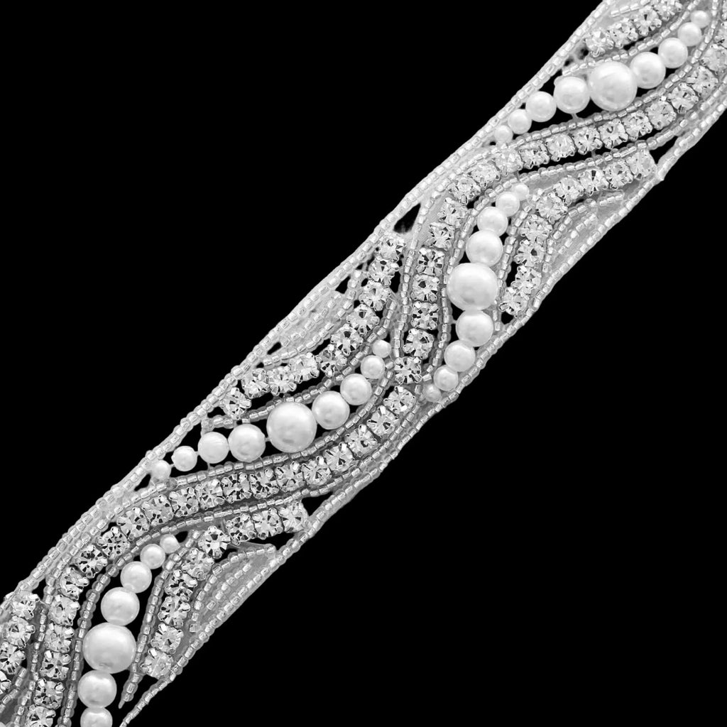 Wedding Accessories - Silver Pearl and Crystal Bridal Belt