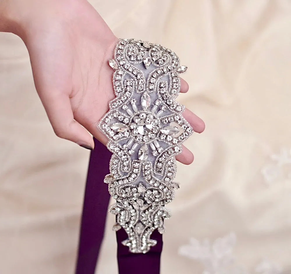 Wedding Accessories - Wedding Silver Crystal and Pearls Belt/Sash