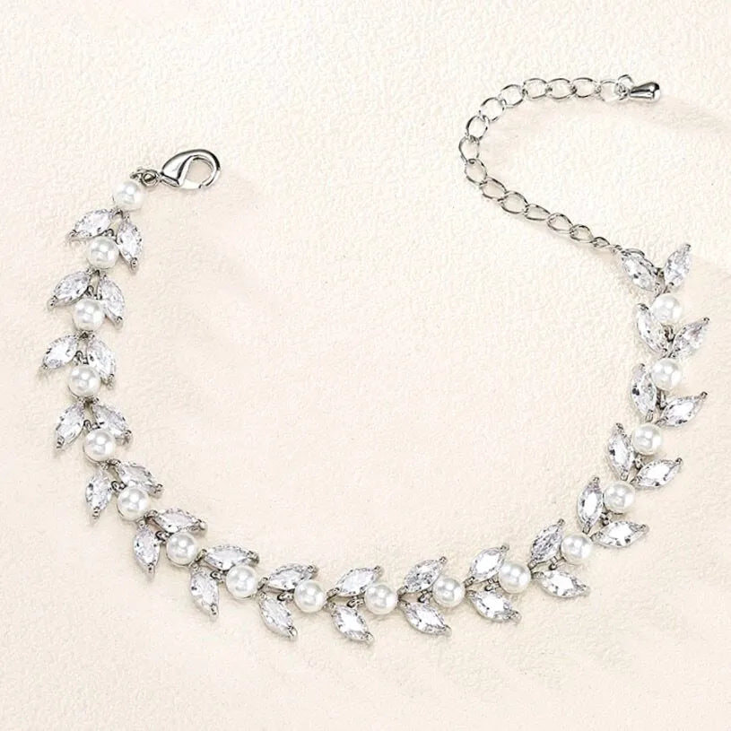 Pearl Wedding Jewelry - Pearl Bridal Bracelet - Available in Silver, Rose Gold and Yellow Gold