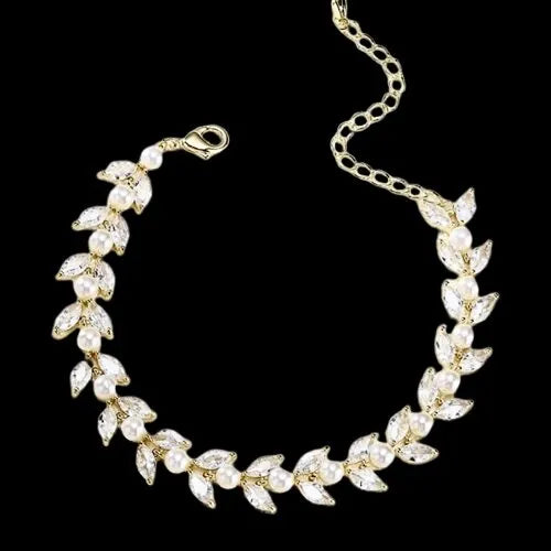 Pearl Wedding Jewelry - Pearl Bridal Bracelet - Available in Silver, Rose Gold and Yellow Gold
