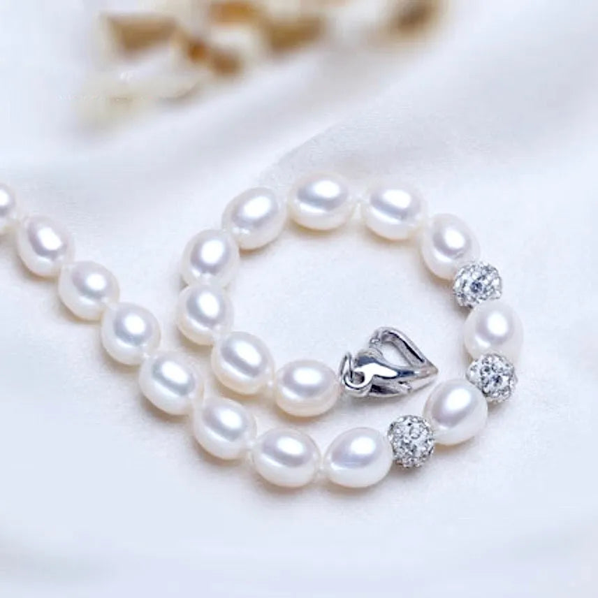 Wedding Pearl Jewelry - Freshwater Pearl and Gold Flower Girl Bracelet