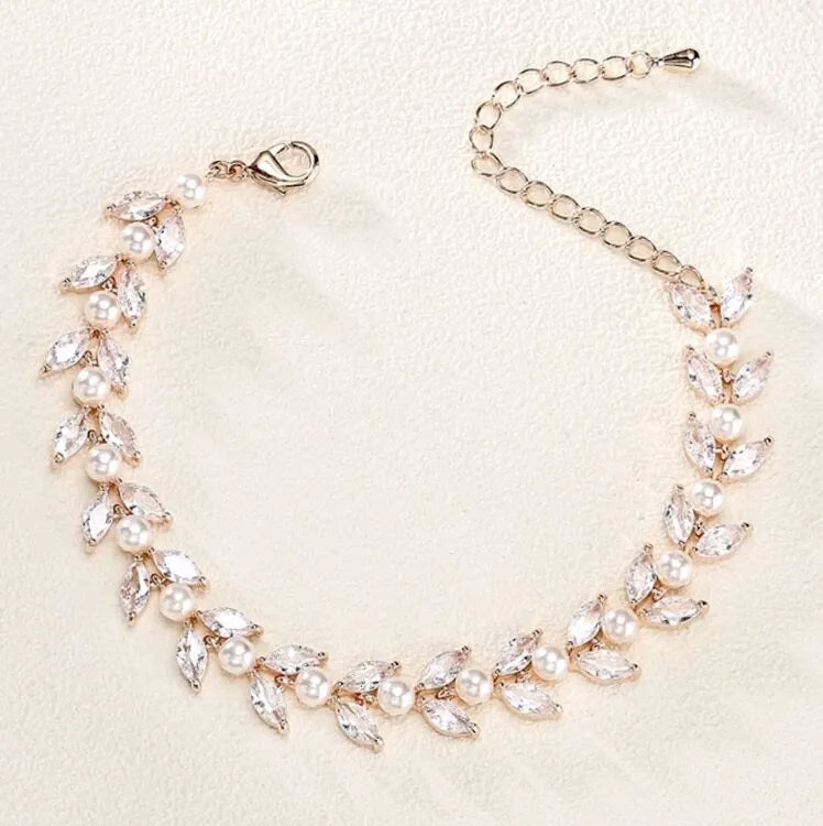 Pearl Wedding Jewelry - Pearl Bridal Bracelet - Available in Silver, Rose Gold and Yellow Gold