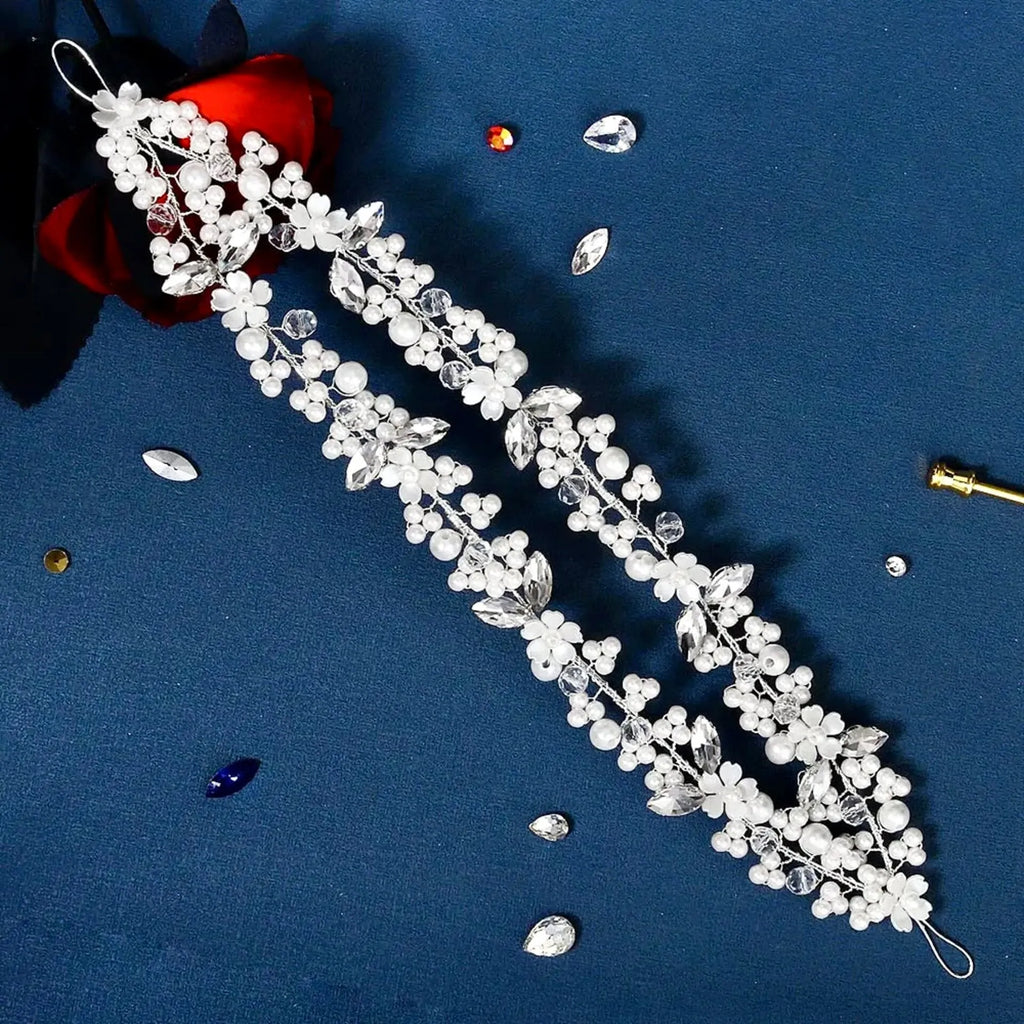 Wedding Hair Accessories - Pearl and Crystal Bridal Double Headband