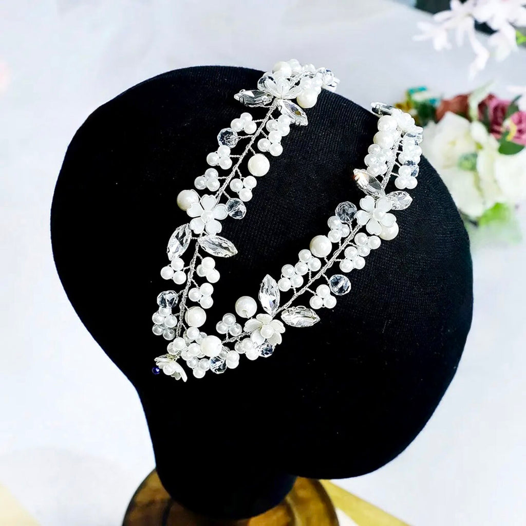 Wedding Hair Accessories - Pearl and Crystal Bridal Double Headband