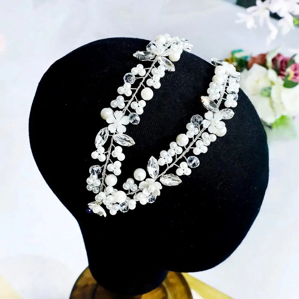 Wedding Hair Accessories - Pearl and Crystal Bridal Double Headband
