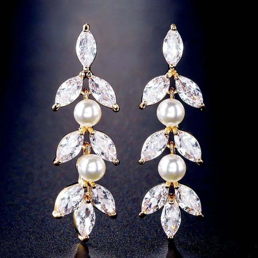 Pearl Wedding Jewelry - Pearl Bridal Earrings - Available in Rose Gold, Silver and Yellow Gold