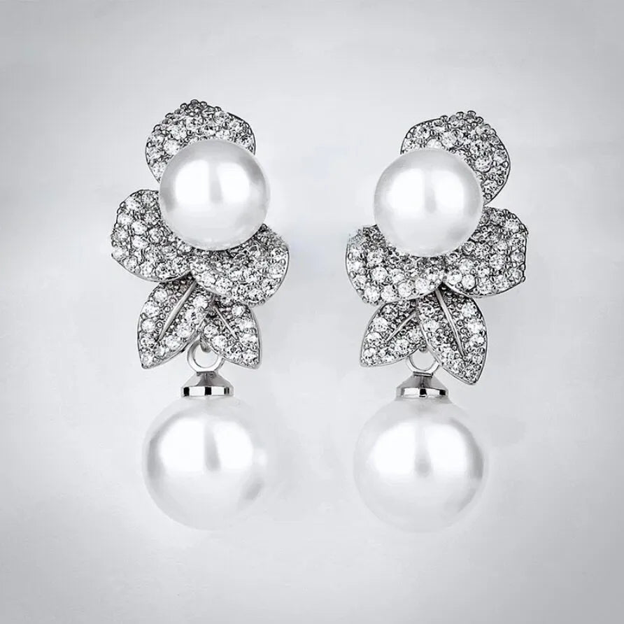 Pearl Wedding Jewelry - Pearl Bridal Earrings - Available in Gold and Silver