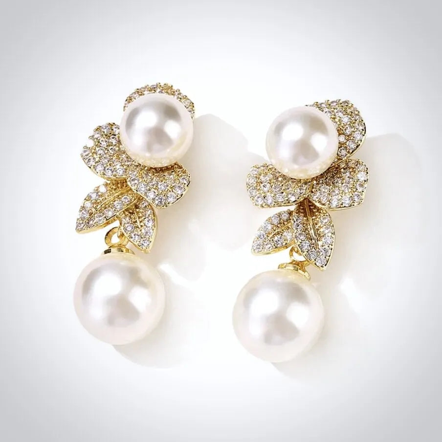 Pearl Wedding Jewelry - Pearl Bridal Earrings - Available in Gold and Silver