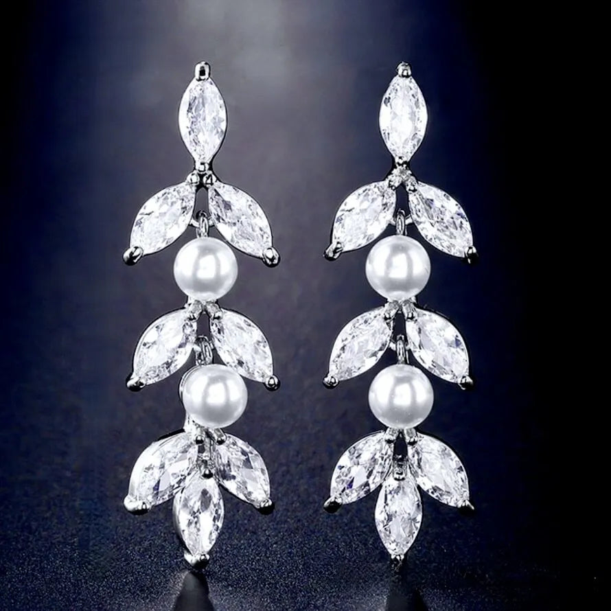 Pearl Wedding Jewelry - Pearl Bridal Earrings - Available in Rose Gold, Silver and Yellow Gold