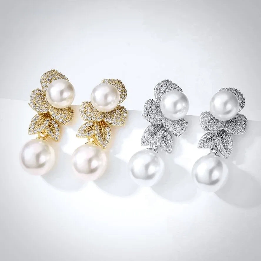 Pearl Wedding Jewelry - Pearl Bridal Earrings - Available in Gold and Silver