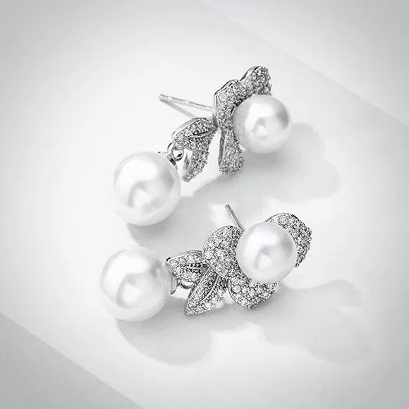 Pearl Wedding Jewelry - Pearl Bridal Earrings - Available in Gold and Silver