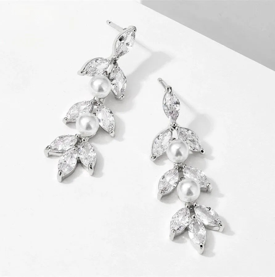 Pearl Wedding Jewelry - Pearl Bridal Earrings - Available in Rose Gold, Silver and Yellow Gold