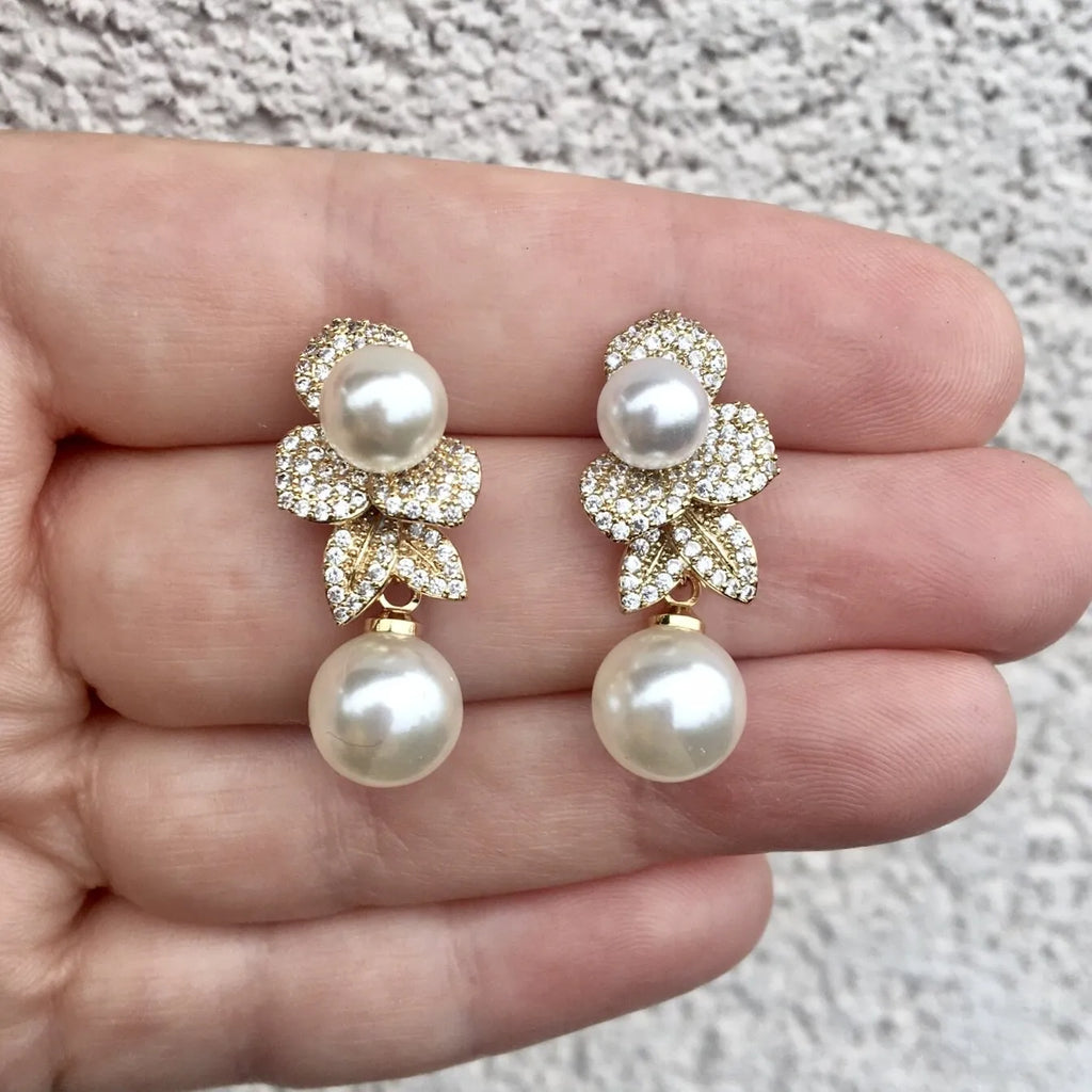 Pearl Wedding Jewelry - Pearl Bridal Earrings - Available in Gold and Silver