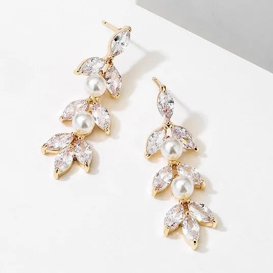 Pearl Wedding Jewelry - Pearl Bridal Earrings - Available in Rose Gold, Silver and Yellow Gold
