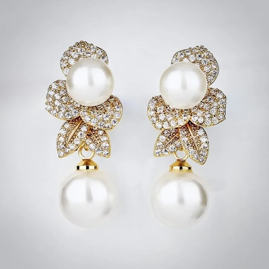 Pearl Wedding Jewelry - Pearl Bridal Earrings - Available in Gold and Silver