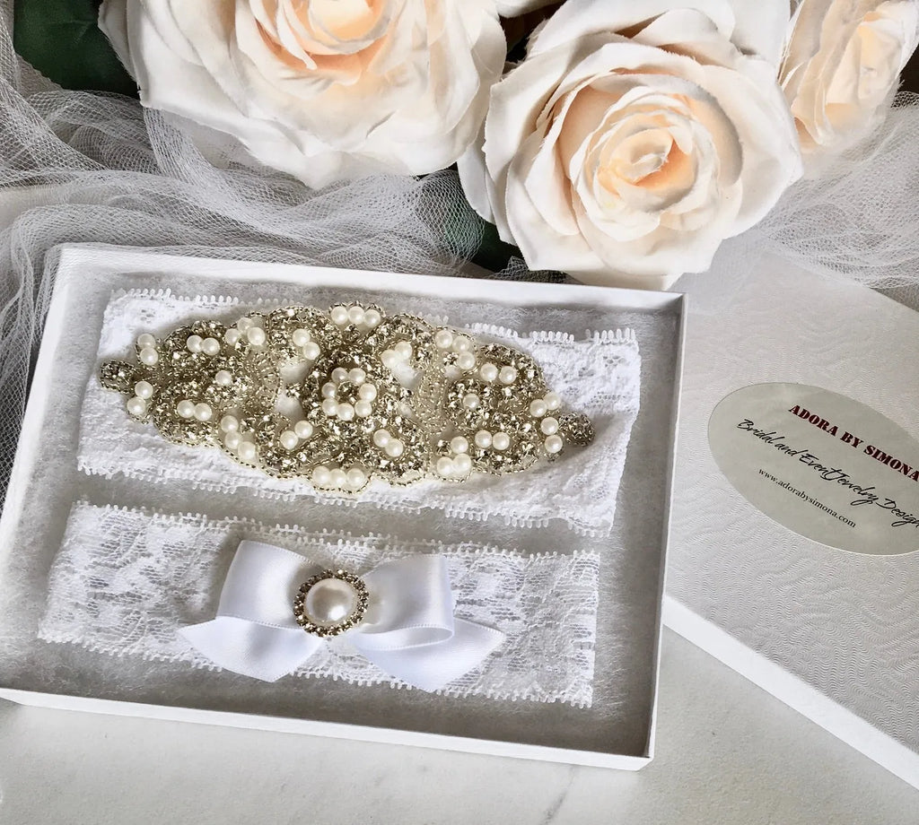 Wedding Accessories - Lace and Crystal Bridal Garter Set