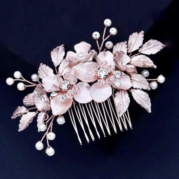 Wedding Hair Accessories - Pearl and Crystal Bridal Hair Comb - Available in Silver, Rose Gold and Yellow Gold