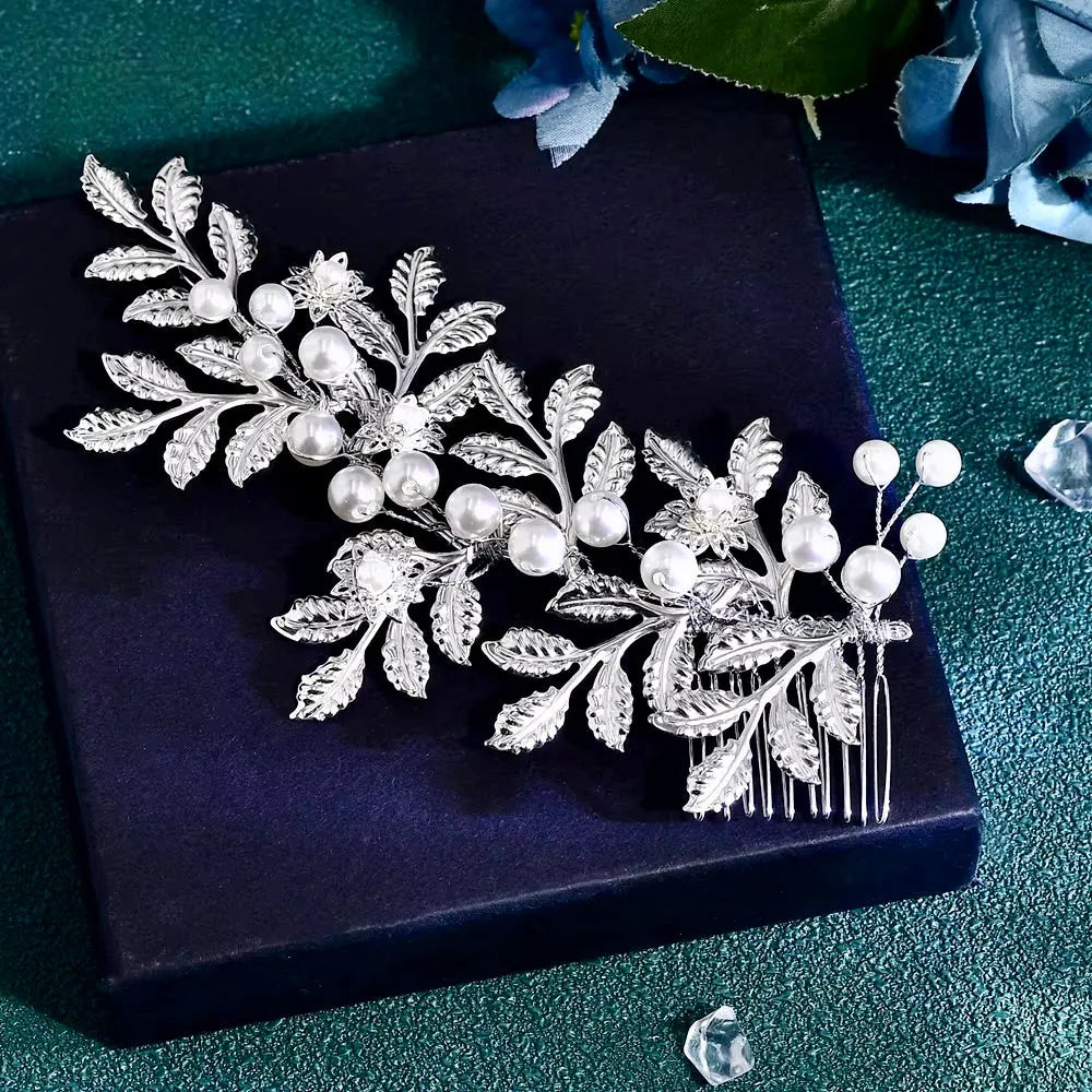 Wedding Hair Accessories - Silver Pearl Bridal Hair Comb
