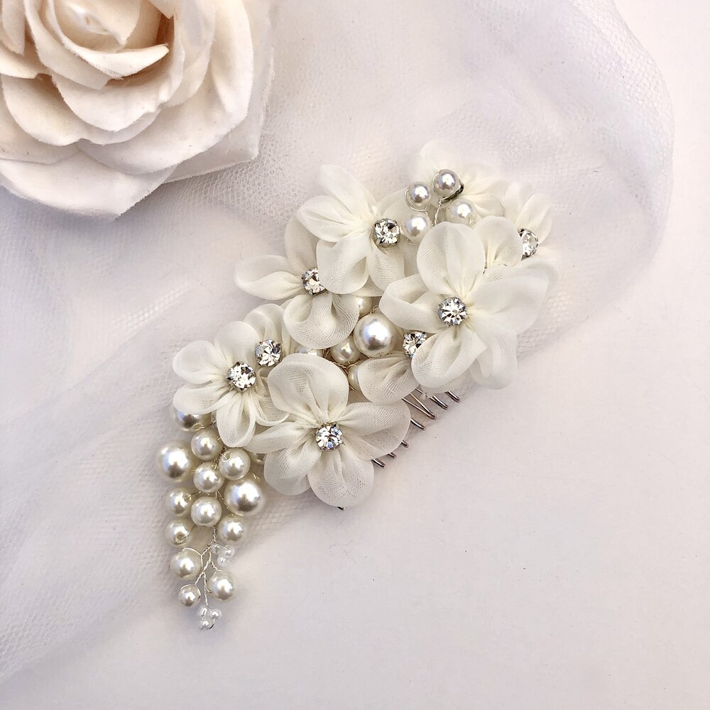 Wedding Hair Accessories - Silver Pearl Bridal Hair Comb