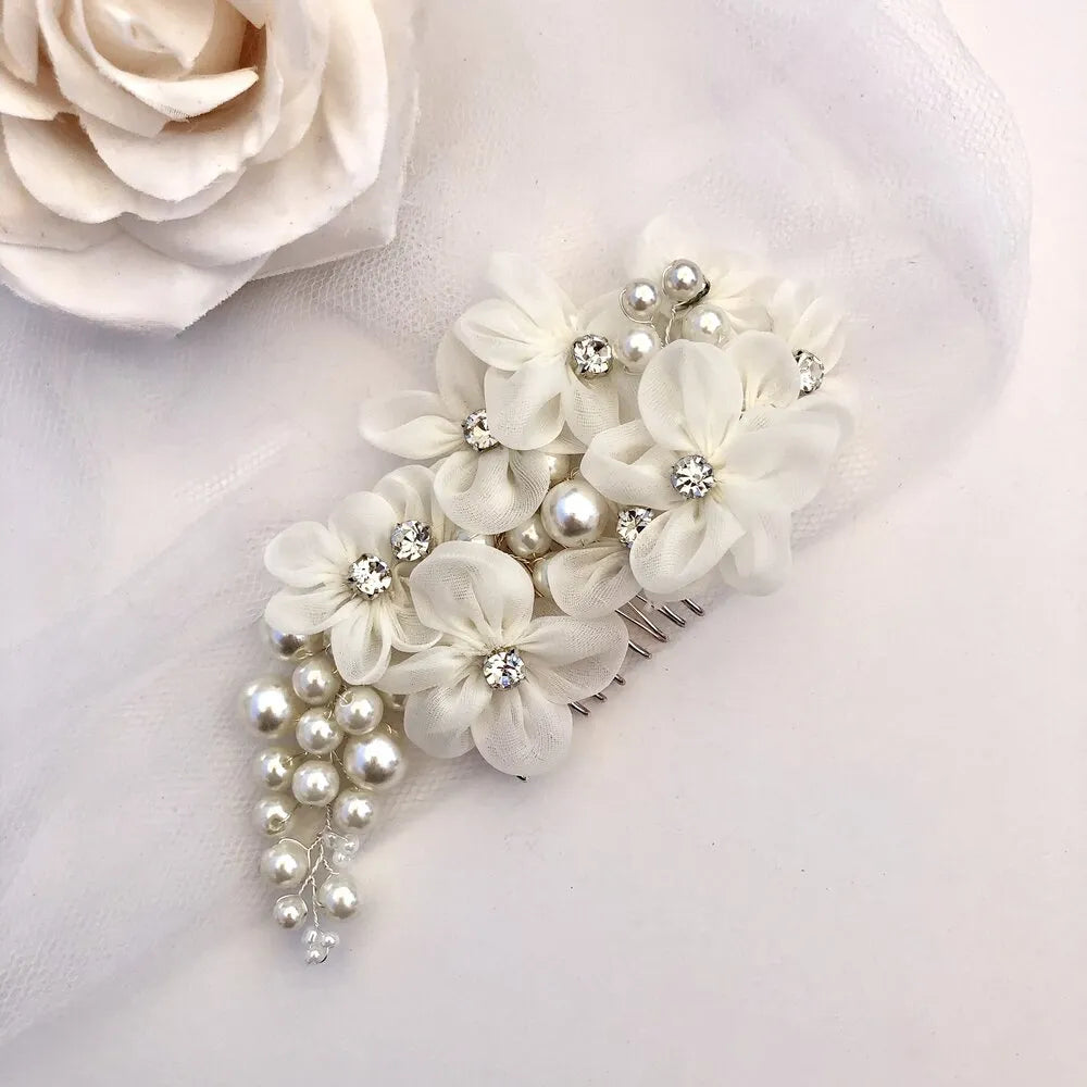 Wedding Hair Accessories - Silver Pearl Bridal Hair Comb