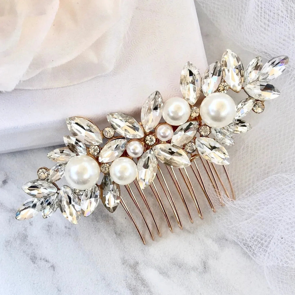 Wedding Hair Accessories - Pearl Bridal Hair Comb - Available in Silver and Gold