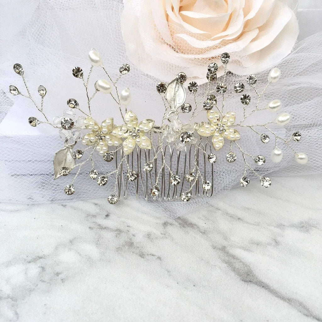 Wedding Hair Accessories - Pearl Bridal Hair Comb - Available in Silver, Yellow Gold and Rose Gold