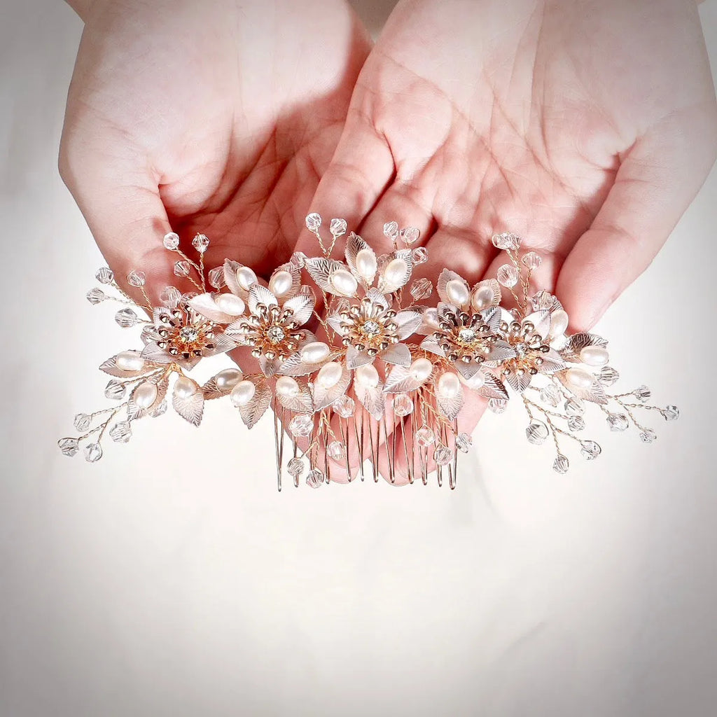 Wedding Hair Accessories - Pearl and Crystal Bridal Hair Comb - Available in Gold and Silver