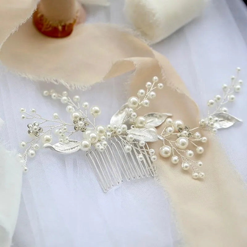 "Chandra" - Pearl Bridal Hair Comb - Available in Gold and Silver